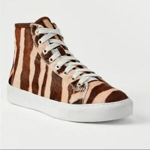 NEW! Ann Taylor Zebra Print Haircalf High Top Sneakers - 6 016